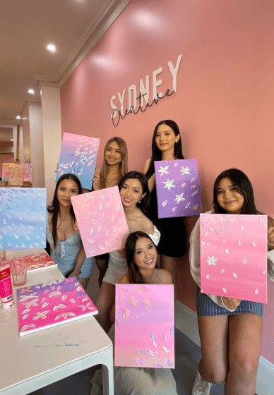 Textured Paint and Sip Class for Hens Parties