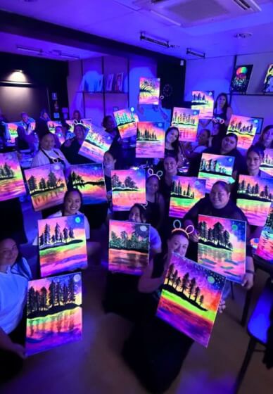 UV Glow in the Dark Paint and Sip Workshop