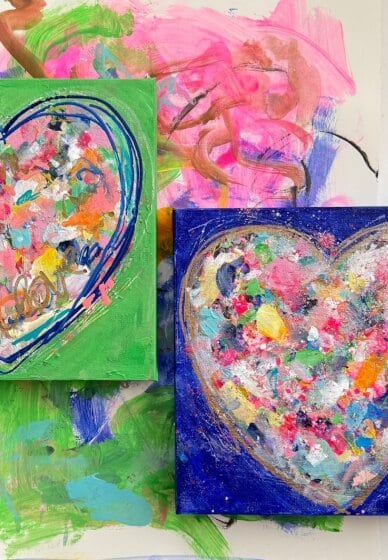 Valentine's Day Heart Painting on Canvas at Home