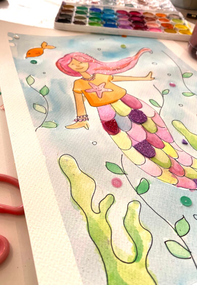 Watercolour Class for Kids: Mermaids