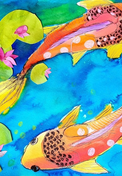 Watercolour Painting Class for Kids: Koi Fish