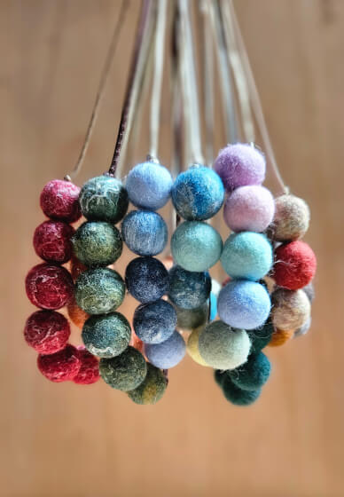 School Holiday Wet Felted Ball Necklace Workshop