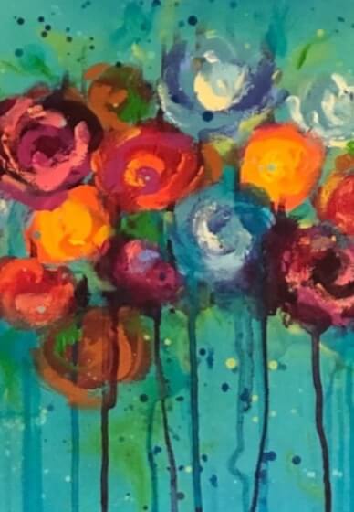 Wine and Paint Class: Beautiful Drippy Blossoms