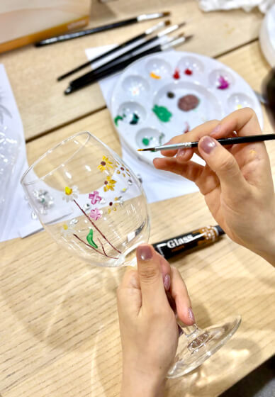 Wine Glass Paint and Sip Workshop for Team Bonding