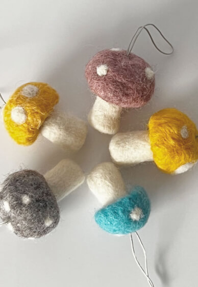 Wool Felted Mushroom Ornament Workshop