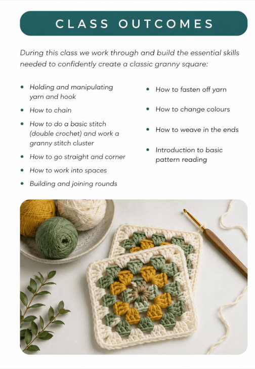 1 on 1 Intro to Crochet Class: Granny Squares