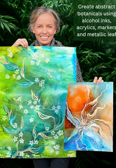 Abstract Botanicals Alcohol Ink and Gold Leaf Workshop
