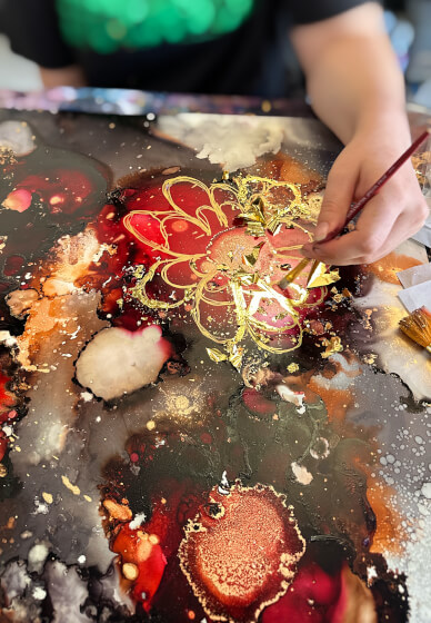 Abstract Botanicals Alcohol Ink and Gold Leaf Workshop