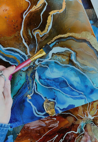 Abstract Botanicals Alcohol Ink and Gold Leaf Workshop