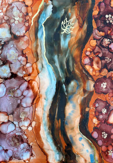 Abstract Botanicals Alcohol Ink and Gold Leaf Workshop