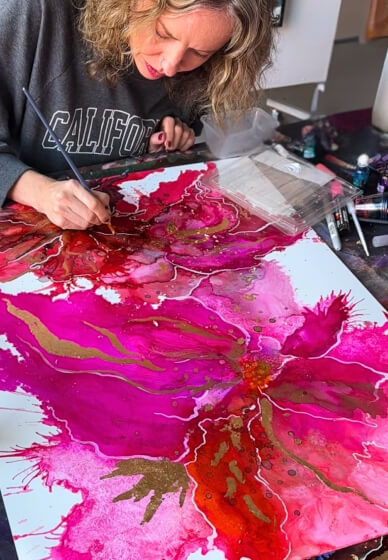 Abstract Botanicals Alcohol Ink and Gold Leaf Workshop