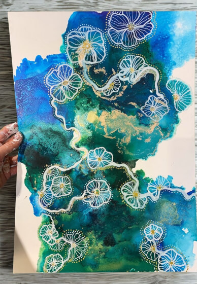 Abstract Botanicals Alcohol Ink and Gold Leaf Workshop
