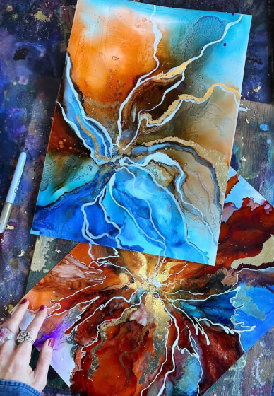 Abstract Botanicals Alcohol Ink and Gold Leaf Workshop