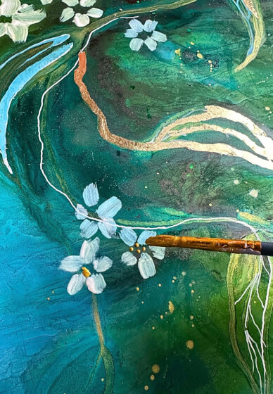 Abstract Botanicals Alcohol Ink and Gold Leaf Workshop