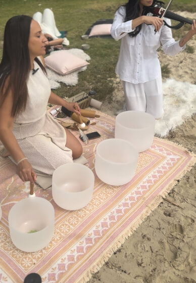 Beachside Sound Bath Class with Harbour Views