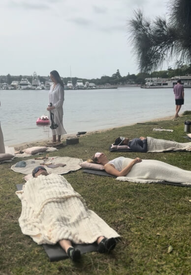 Beachside Sound Bath Class with Harbour Views