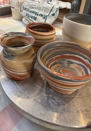 Beginner's Wheel Throwing Class: Rainbow Marbling