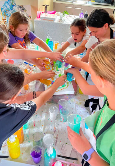 Birthday Art Party Fluid Art for Kids