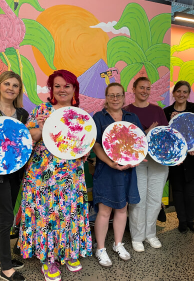 Blind Folded Finger Painting Class