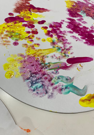 Blind Folded Finger Painting Class