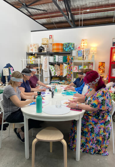 Blind Folded Finger Painting Class