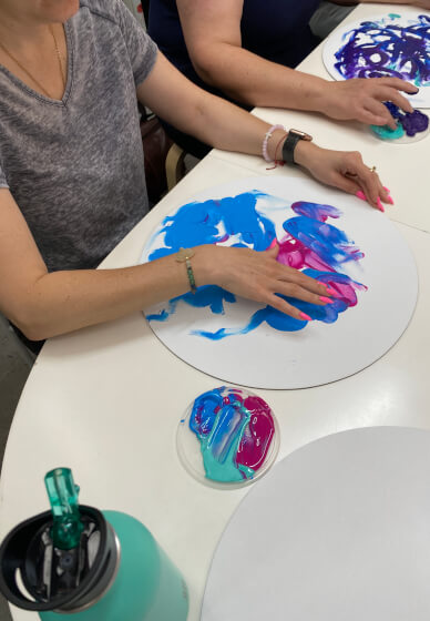 Blind Folded Finger Painting Class