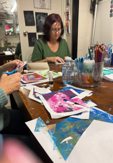 Botanical Gel Plate Printing and Collage Class
