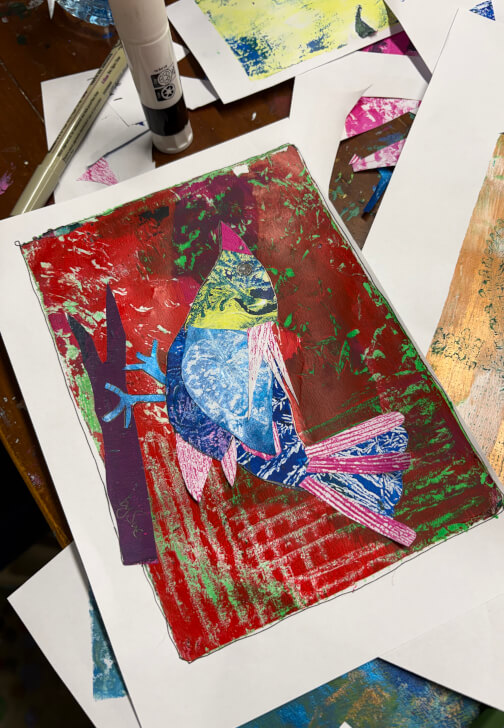 Botanical Gel Plate Printing and Collage Class
