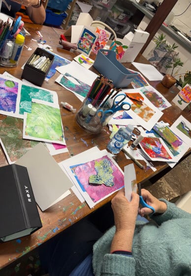 Botanical Gel Plate Printing and Collage Class