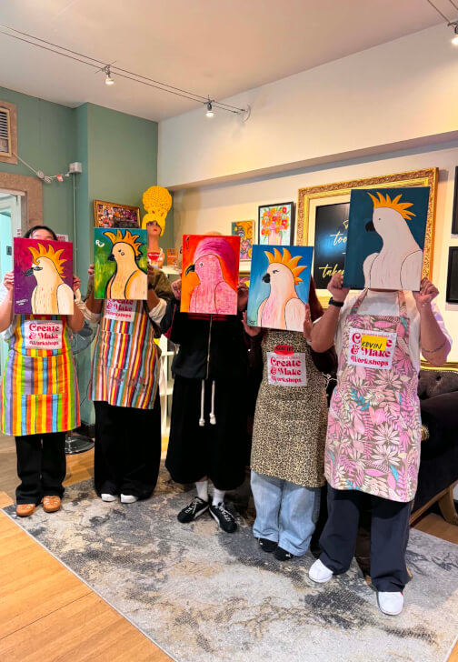 Brush and Bubbles Paint and Sip Workshop Party