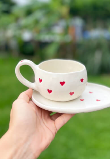 Ceramic Love Heart Mug and Saucer Making Workshop
