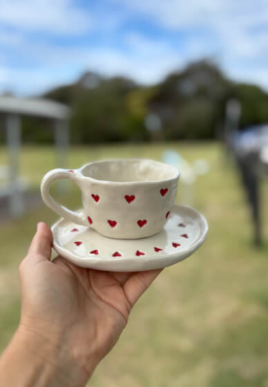 Ceramic Love Heart Mug and Saucer Making Workshop