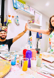 Chain Technique Fluid Art Pour Class and Sip