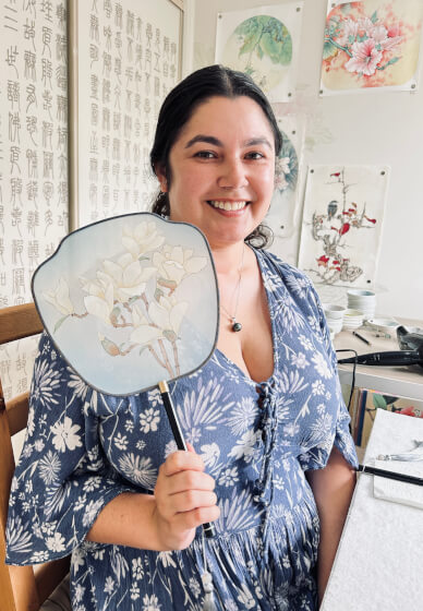 Chinese Silk Round Fan Painting Class