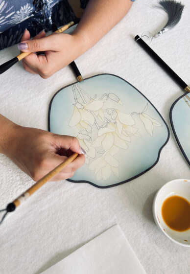 Chinese Silk Round Fan Painting Class