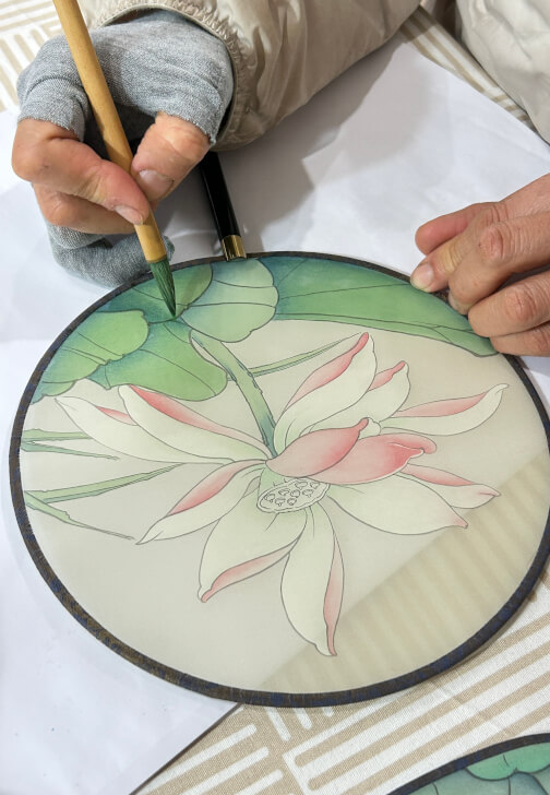Chinese Silk Round Fan Painting Class