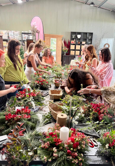Christmas Flower Wreath Table Centrepiece Workshop