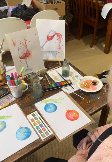 Christmas Ornament Painting Sip and Paint Workshop Melbourne