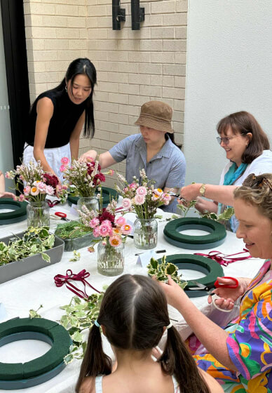 Christmas Wreath Workshop: Peonies and Pizza
