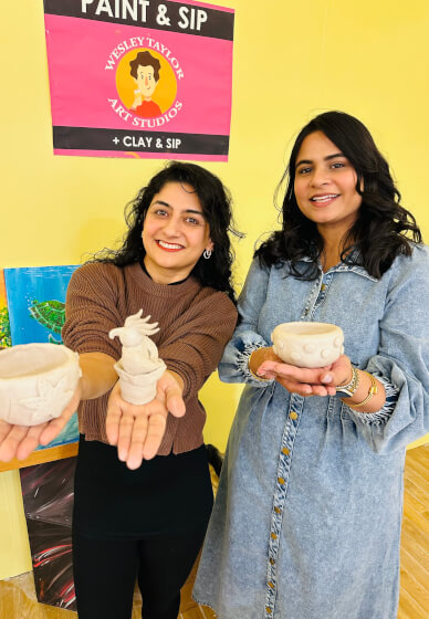 Clay and Sip Pottery Class at Restaurant