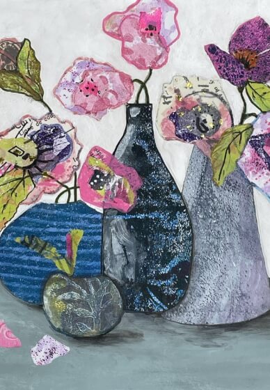 Abstract Flower Collage Workshop for All Levels