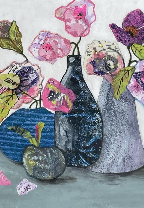 Abstract Flower Collage Workshop for All Levels