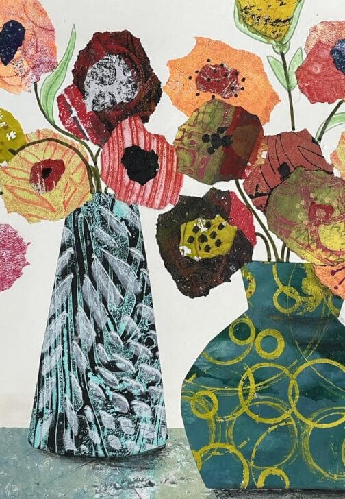 Abstract Flower Collage Workshop for All Levels