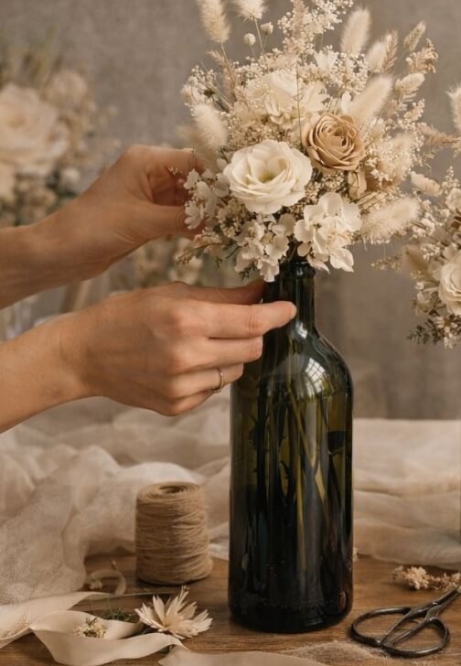 Creative Duo Workshop: Wax Sachet and Wine Bottle Floral Design