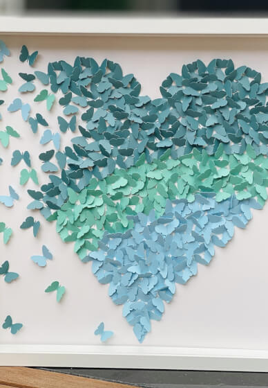 DIY 3D Ombre Paper Butterflies Heart