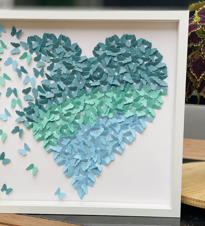 DIY 3D Ombre Paper Butterflies Heart