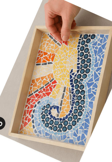 DIY Mosaic Tray: Waves and Sun