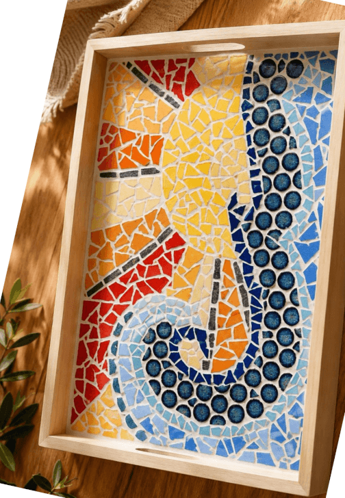 DIY Mosaic Tray: Waves and Sun