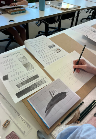 Drawing Leaves in Graphite Class