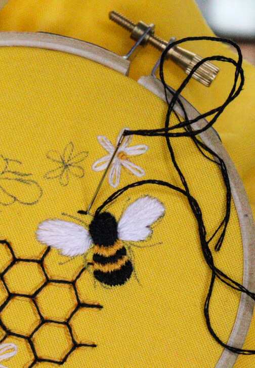 Embroidery for Beginners: Bees in Honeycomb Workshop